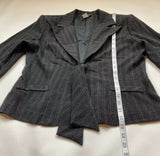 NWT Donutz, Inc Pinstripe Charcoal Tie Front Blazer W Removable Shoulder Pads