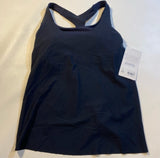 NWT $69 Athleta Size XS Navy 2 In 1 Ultimate Support Supersonic Top W Built In Bra