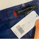 NWT $78 Banana Republic Size 0 Blue Jacquard Faux Wrap Floral Skirt