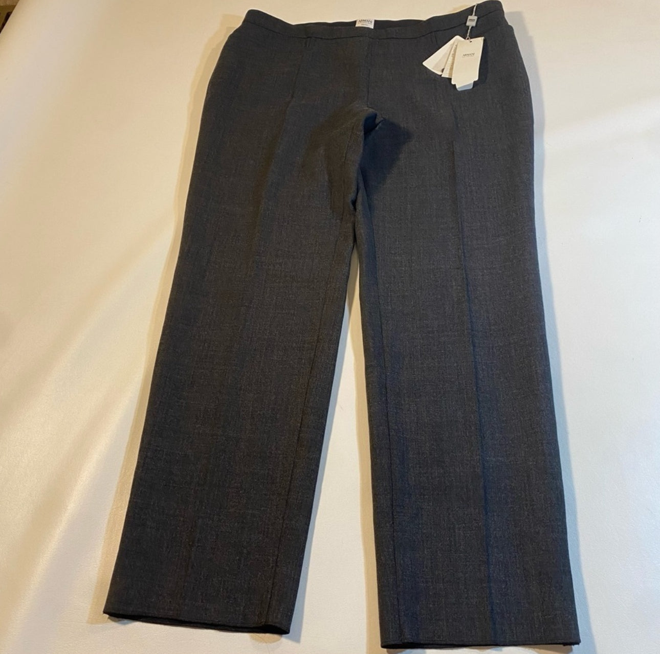 NWT Armani Collezioni Size 16 Grey Poly Wool Blend Side Zip Dress Pants