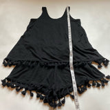 NWOT Michael Stars $128 Size XS Open Black Layered Fringe Tassel Romper