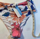 NWT Cupshe Size S Multi Color Floral High Waist Asymmetrical Band Cheeky Bikini