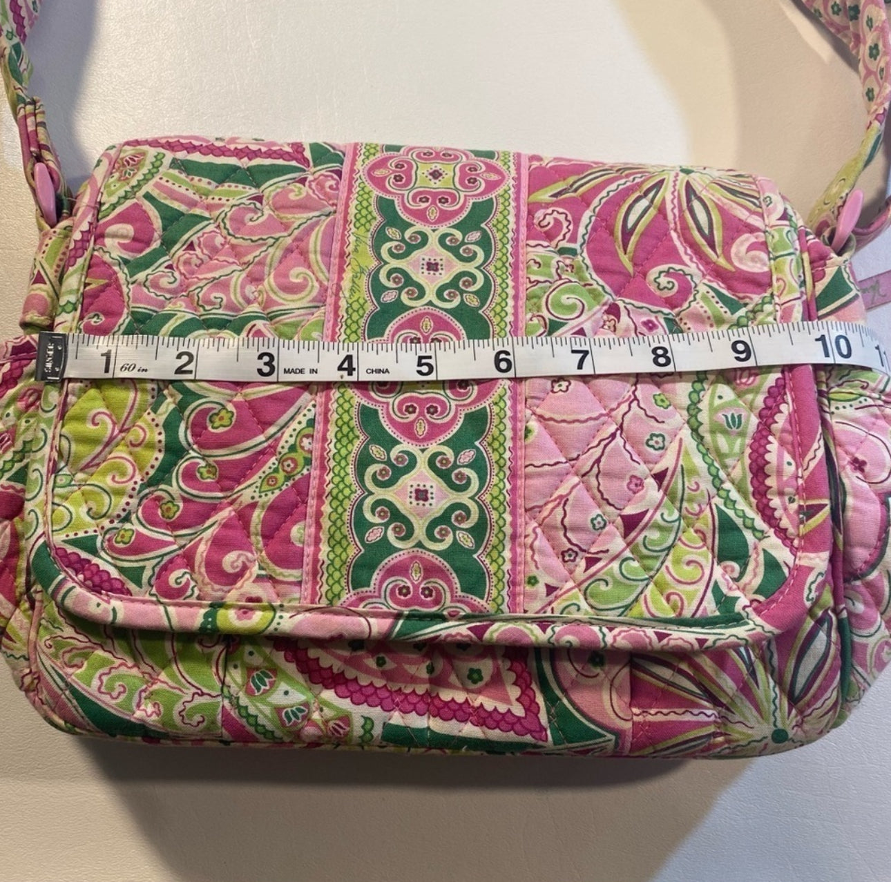 Vera Bradley “Pinwheel Pink” Paisley Quilted Flap Bag Purse