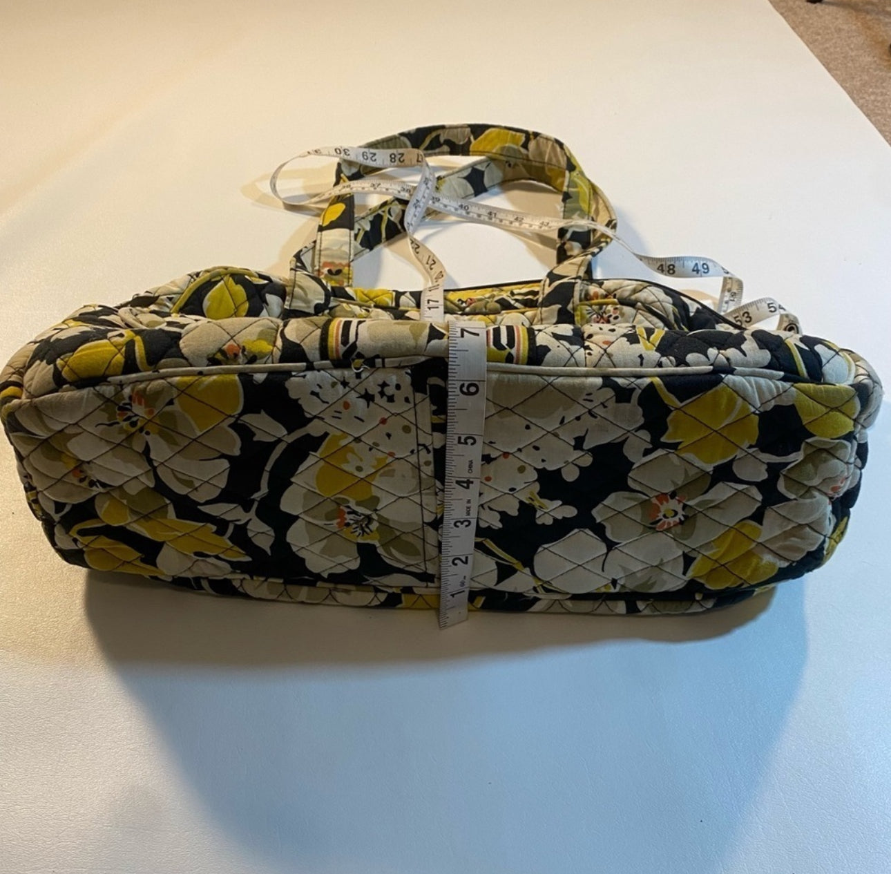 Vera Bradley Yellow Floral Print Quilted Cotton Diaper Baby Bag