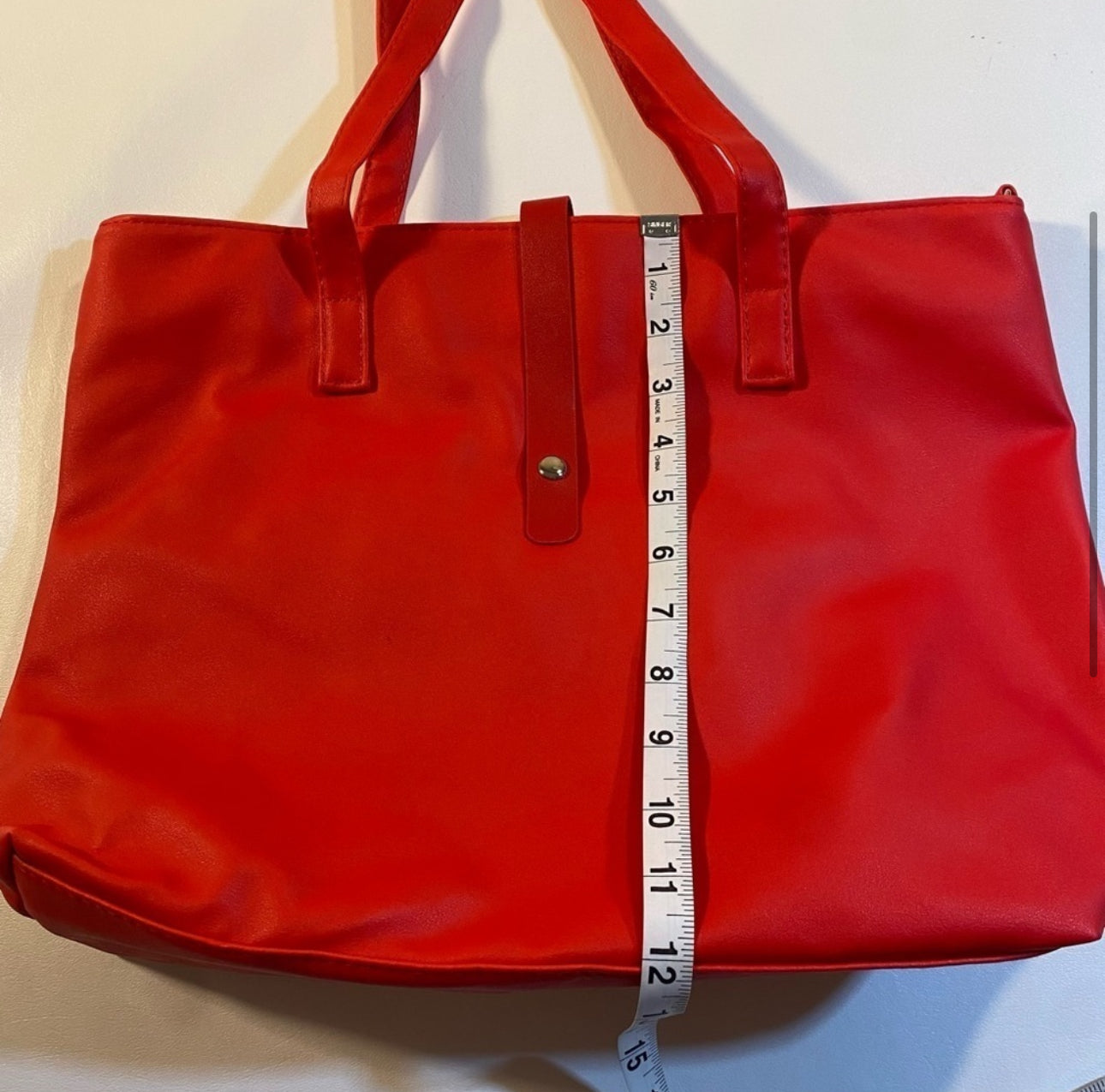 NEW 3 Piece Bright Red Tote Bag Set With Cosmetic Bag, Pouch, Detachable Strap