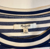 Madewell Size S Gondola Navy And White Stripe 3/4 Sleeve Sheath Mid-Thigh Dress