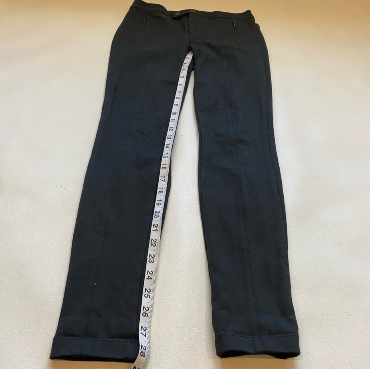 Vince Size 2 Seamed Ponte Faux Zipper Pocket Ponte Pants With Ankle Slits