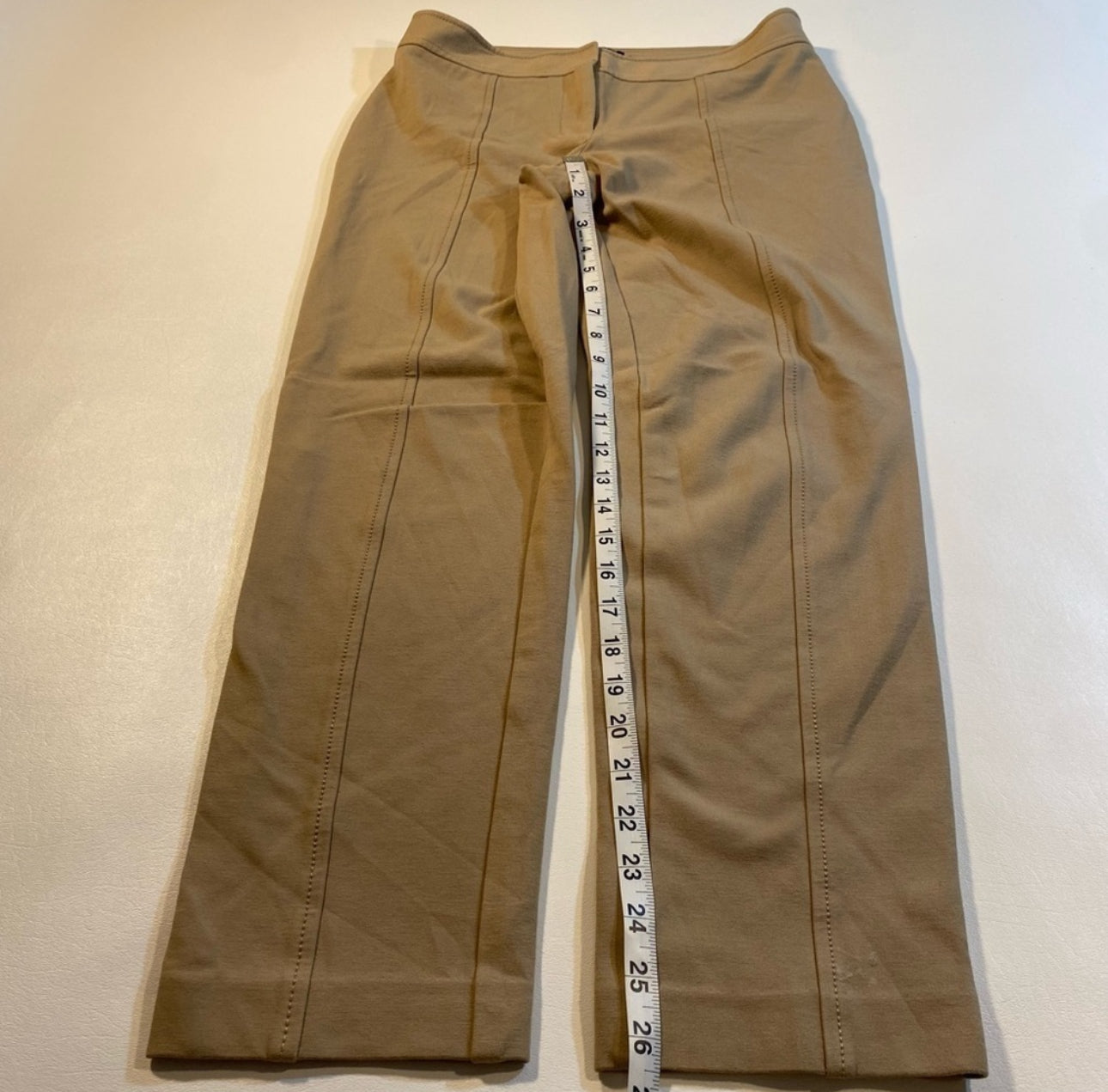 Talbots Size 2 Khaki Paneled Straight Leg Ponte Ankle Pants