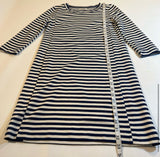 Madewell Size S Gondola Navy And White Stripe 3/4 Sleeve Sheath Mid-Thigh Dress