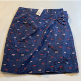 NWT $78 Banana Republic Size 0 Blue Jacquard Faux Wrap Floral Skirt