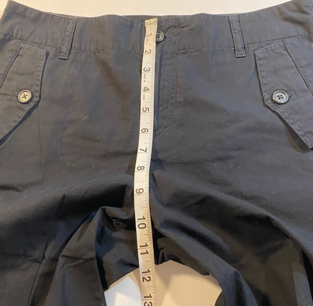 LRL Ralph Lauren Size 8P Black Cotton Roll Tab Bermuda Shorts