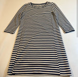 Madewell Size S Gondola Navy And White Stripe 3/4 Sleeve Sheath Mid-Thigh Dress