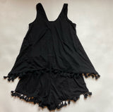 NWOT Michael Stars $128 Size XS Open Black Layered Fringe Tassel Romper