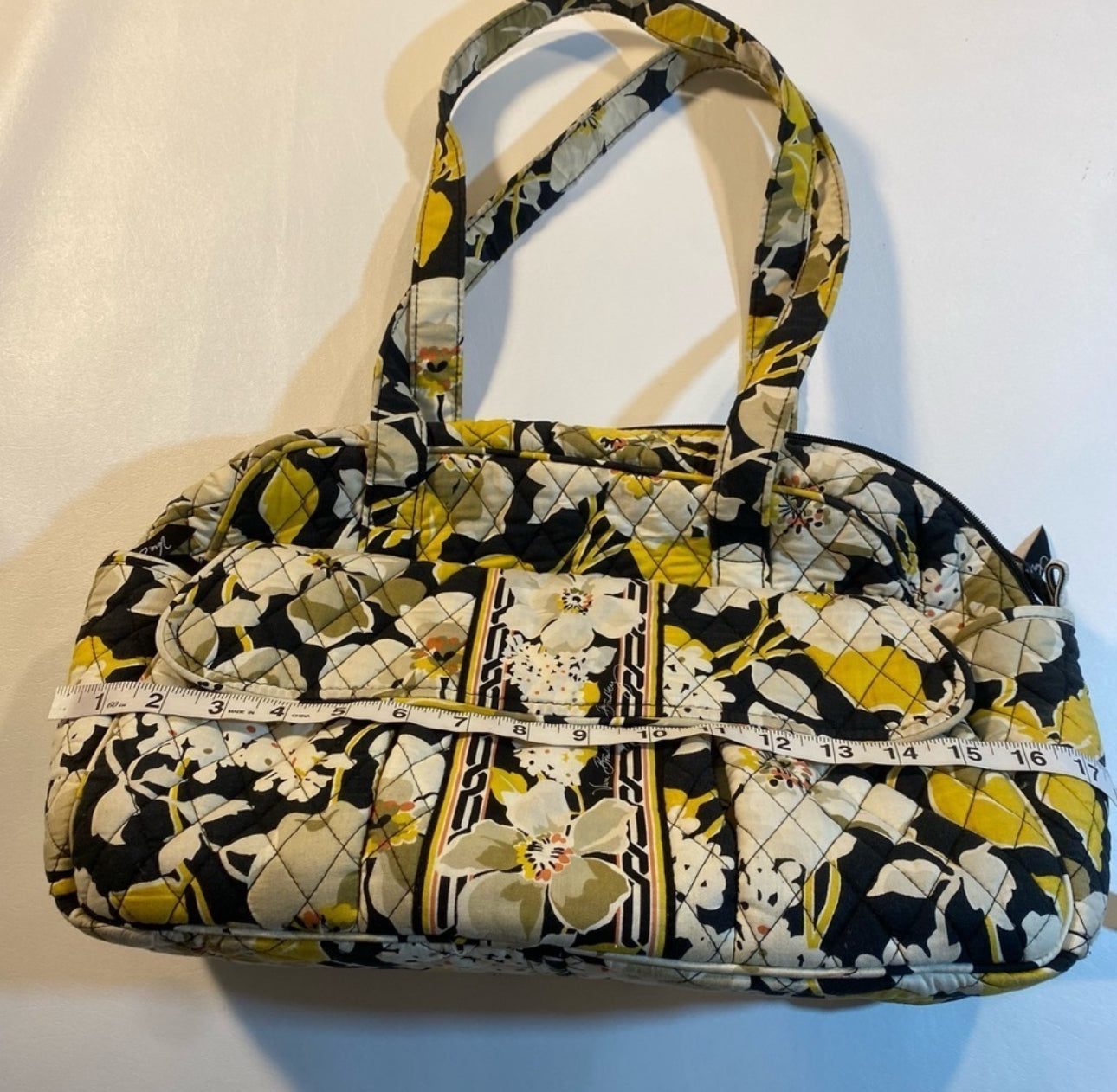 Vera Bradley Yellow Floral Print Quilted Cotton Diaper Baby Bag