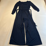 Amour Vert Size S Everly Navy Blue Modal Cropped Wide Leg 3/4 Sleeve Jumpsuit