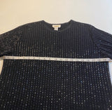 Talbots Size M Black Short Sleeve Cotton Knit Beaded Sparkly Sweater