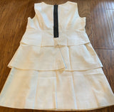 Zara Size L White Tiered Cotton Blend Sleeveless Dress W Exaggerated Back Zip