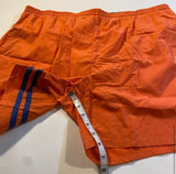 Nautica Size XL Coral Orange Swim Trunks W Blue Stripes, Mesh Lining