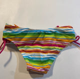 NWT In Mocean Size XS Colorful Rainbow Stripe Ruched Tie Side Bikini Bottoms