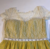 McGinn Size 6 Chartreuse Sweetheart Dress W Ivory Eyelash Lace Bodice