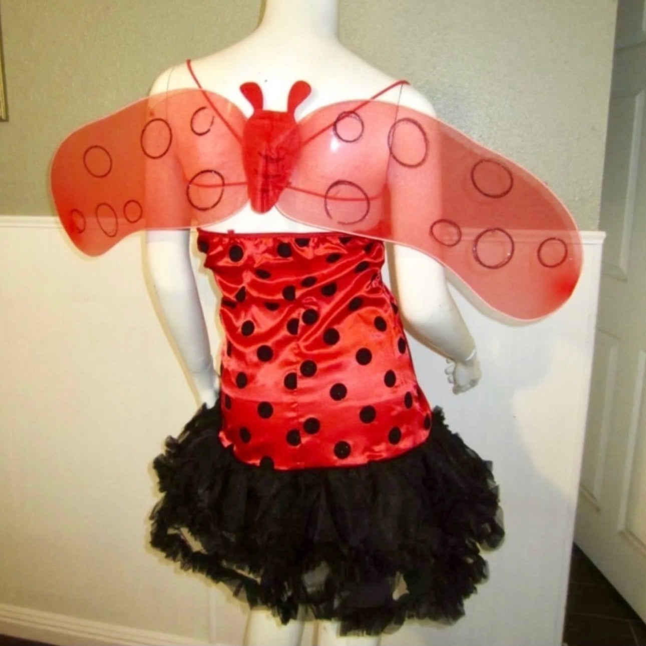 NWT Ladybug Halloween Cosplay Costume Dress Wings Antenna Headband Size S