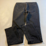 WHBM Size 6R Dark Grey Denim Noir Slim Leg Textured Pocket Design Jeans