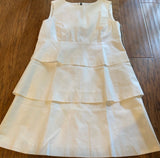 Zara Size L White Tiered Cotton Blend Sleeveless Dress W Exaggerated Back Zip