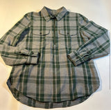 Madewell Size S Gray And Green Washburn Plaid Zip Popover Flannel Shirt EUC