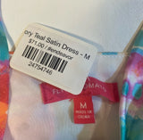 NWT Flying Tomato Size M Colorful Tie-Dye Satin Wrap High-Low Ruffle Dress