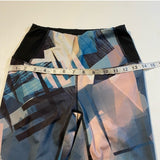 Lucy $79 Size XS Om Capri Length Blue Pink Abstract Geometric Print Leggings