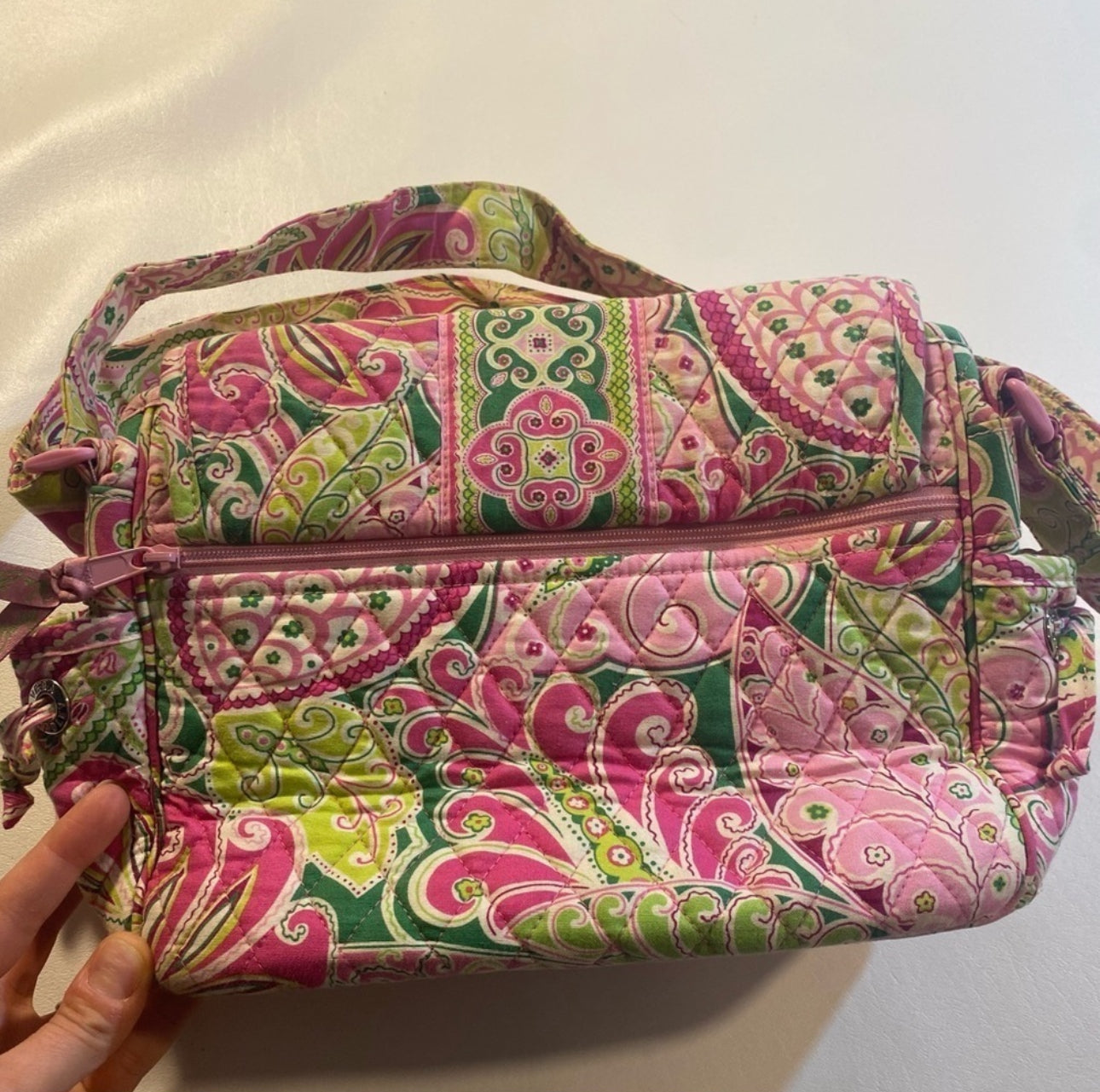 Vera Bradley “Pinwheel Pink” Paisley Quilted Flap Bag Purse