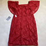 NWT $82 Sandra Darren Size 6 Pink Floral Lace Ruffle Sleeve Lined Dress Retail