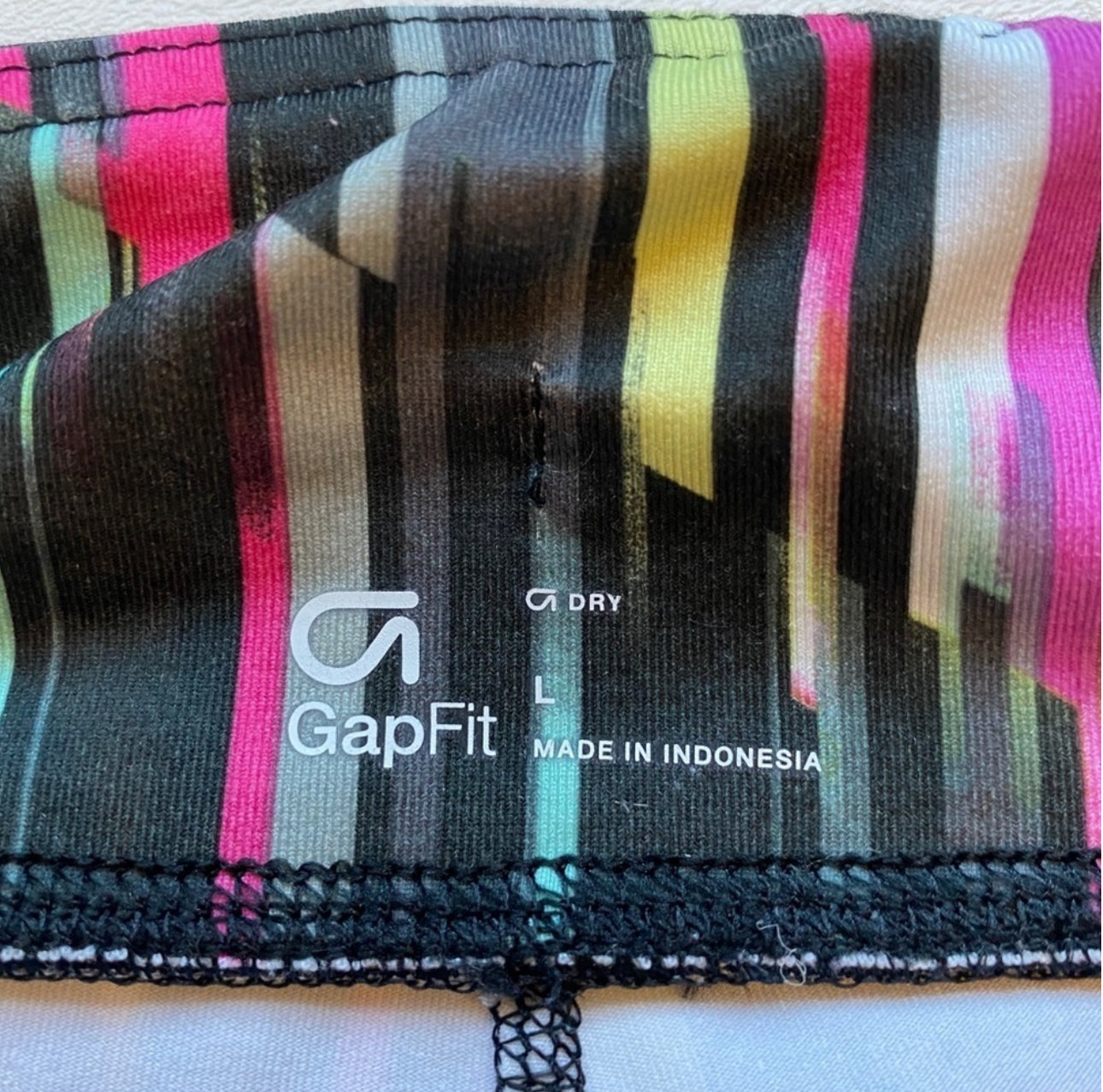 Gap Fit XS (Mis-Sized L) Colorful Abstract Vertical Lines Capri Leggings