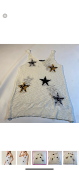 NWD Doe & Rae Size S Ivory Animal Print Star Knit Sleeveless Sweater