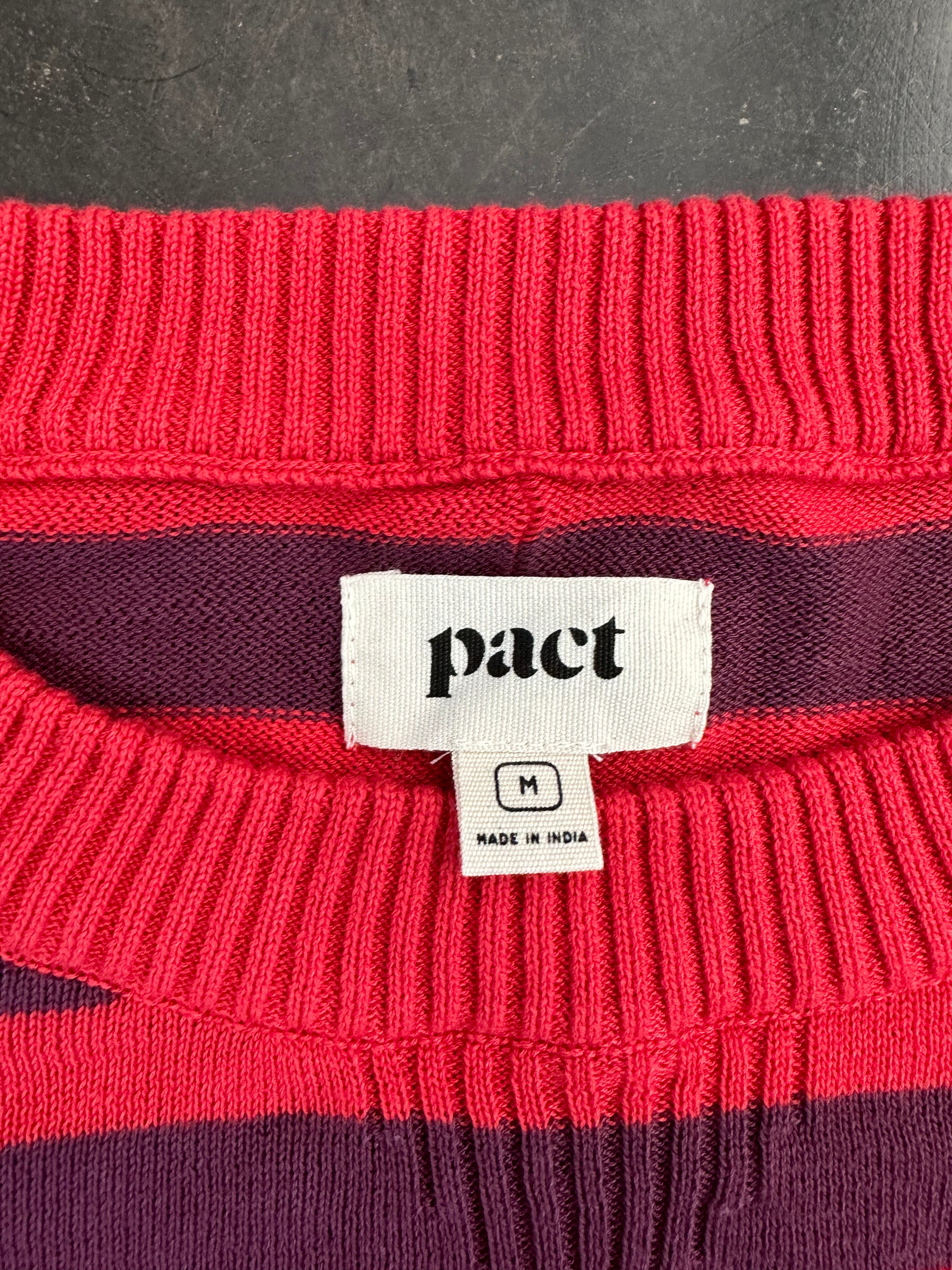 Pact Size M 100% Organic Cotton Striped Pullover Crew Neck Sweater