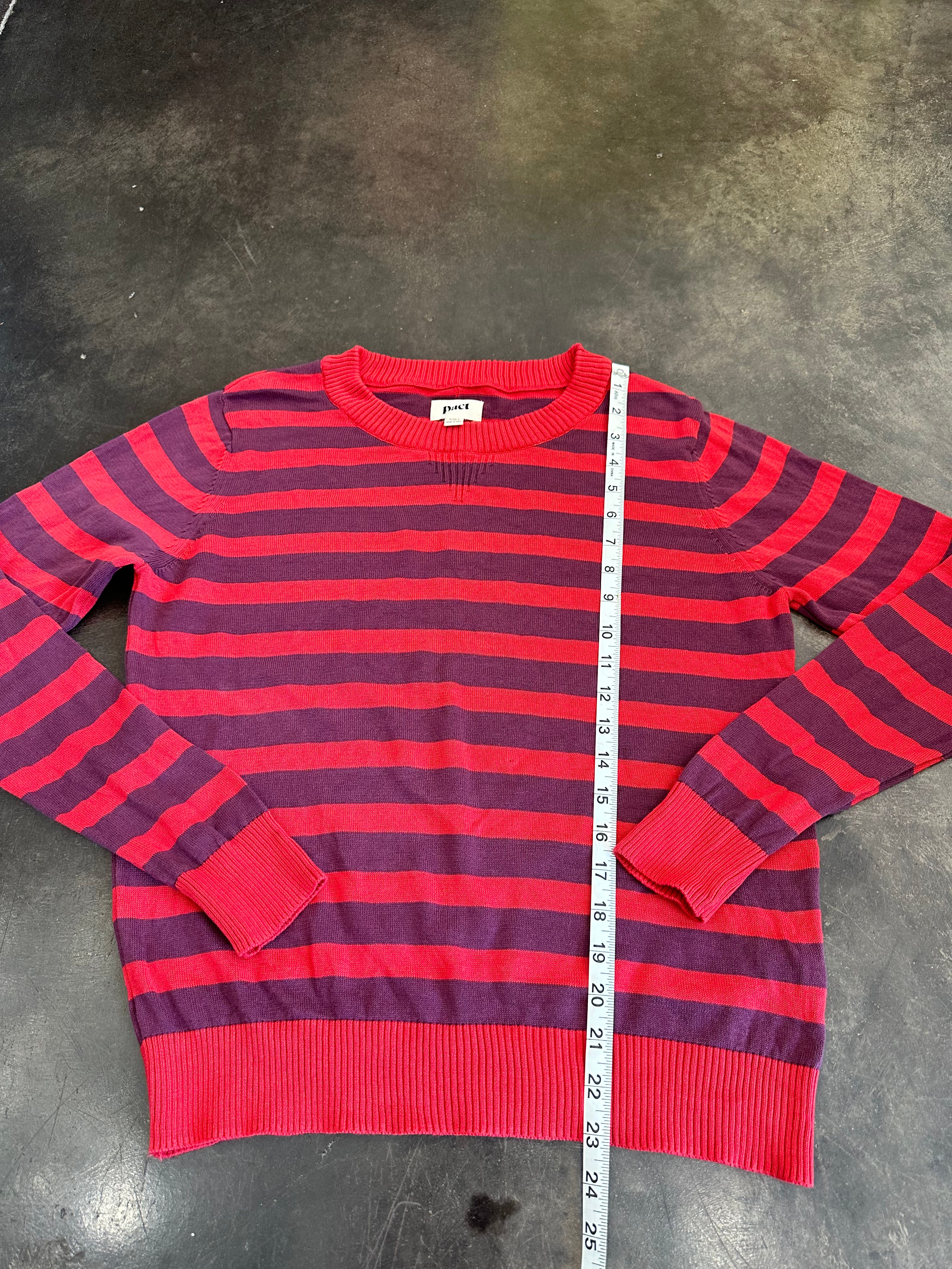 Pact Size M 100% Organic Cotton Striped Pullover Crew Neck Sweater