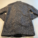 H&M Divided Size 8 Black White Tweed Wool Blend Asymmetrical Zip Coat
