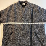 H&M Divided Size 8 Black White Tweed Wool Blend Asymmetrical Zip Coat
