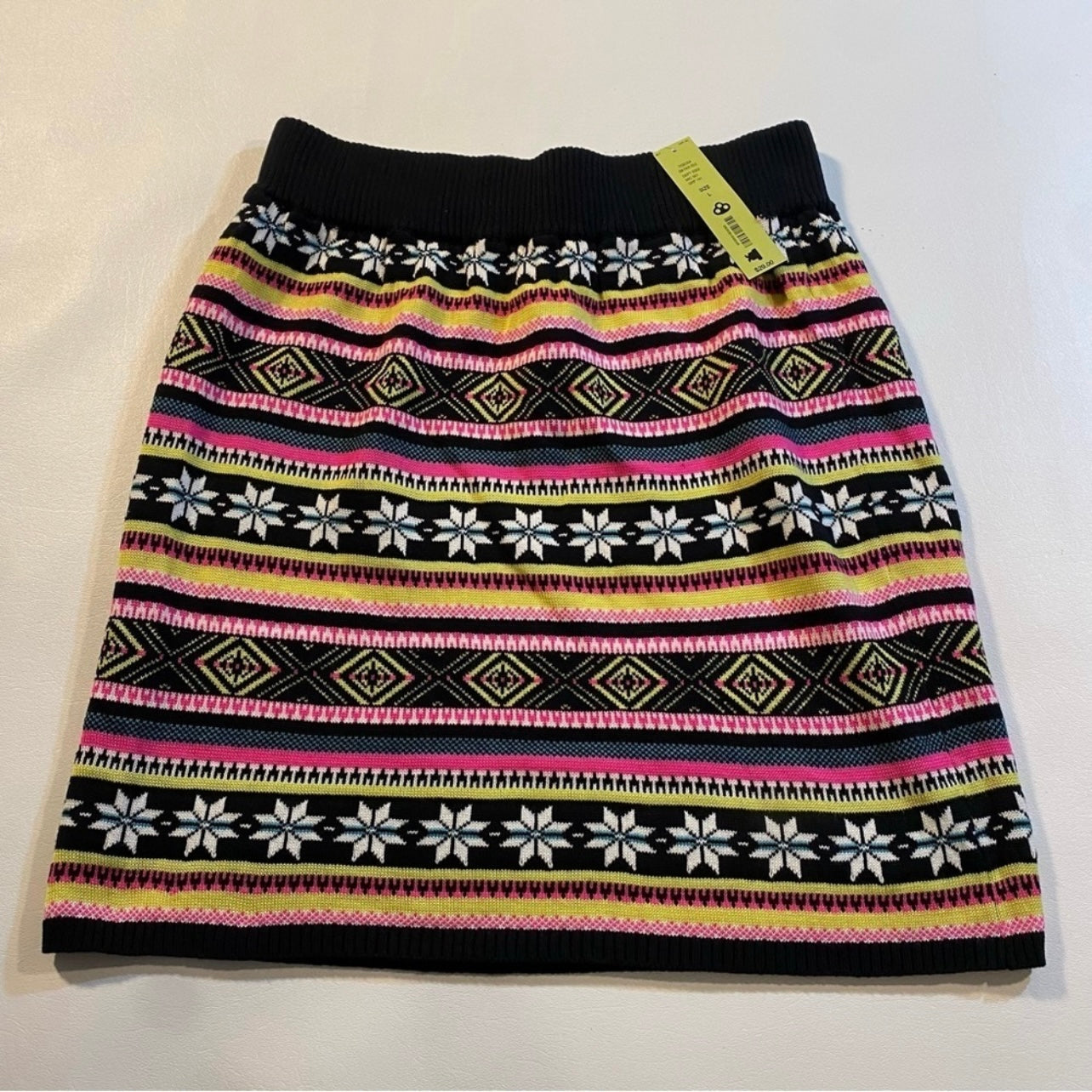 NWT Copper Key Size L Colorful Fair Isle Snowflake Knit Skirt (Runs Small)