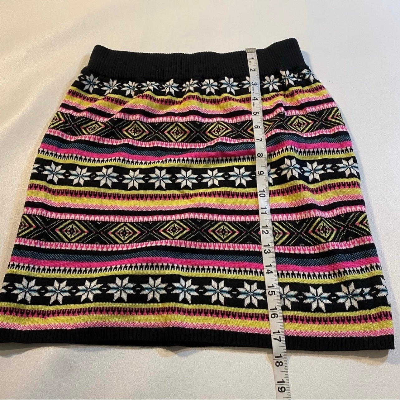 NWT Copper Key Size L Colorful Fair Isle Snowflake Knit Skirt (Runs Small)