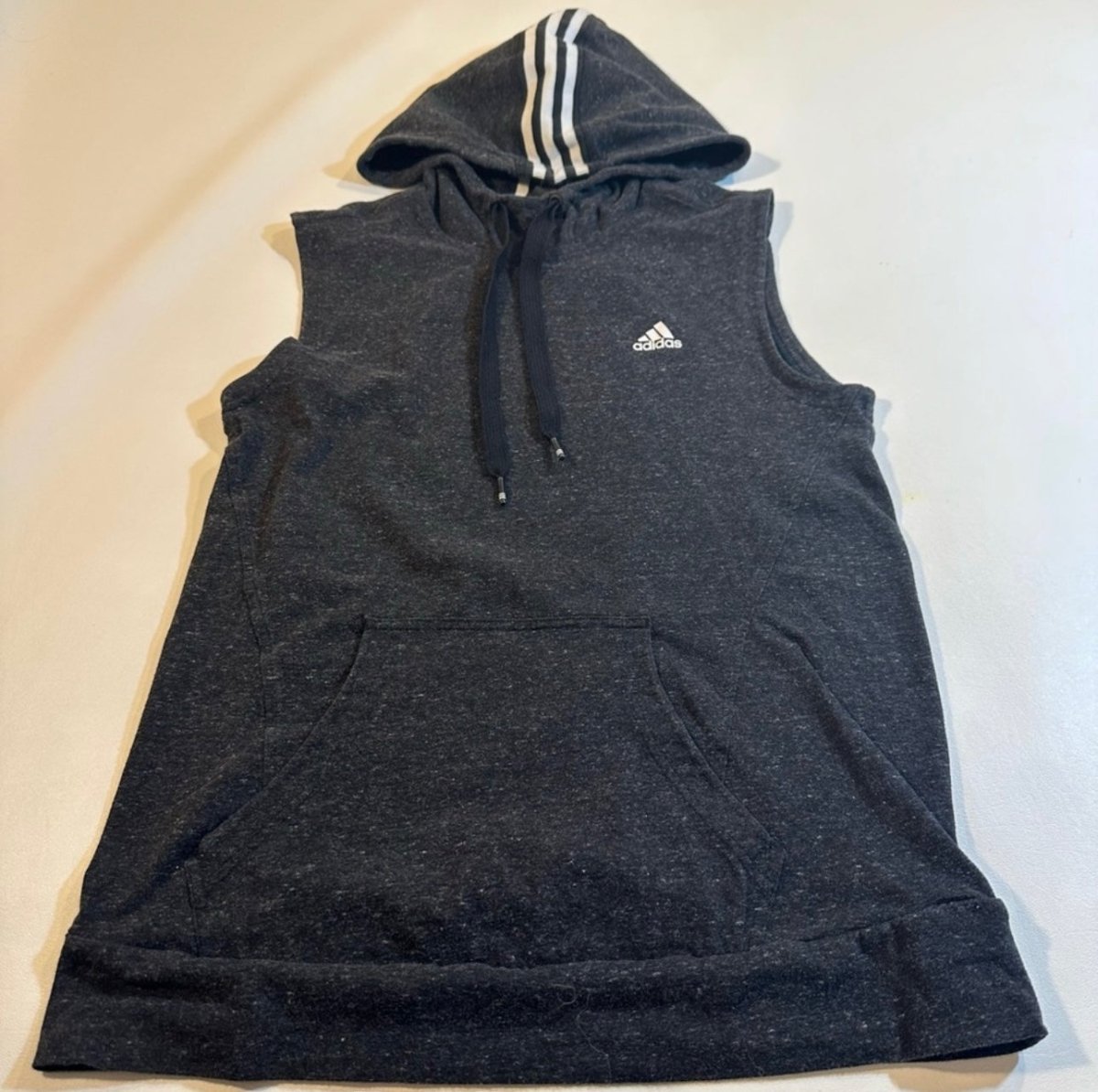 Adidas - Adidas Size S Sleeveless Hooded Kangaroo Pocket Active Tank w/ 3 Stripe Detail - Hoodies - Afterglow Market