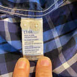 American Eagle AEO - American Eagle AEO Size L Blue Plaid 100% Cotton Casual Button Down Shirt - Shirts - Afterglow Market