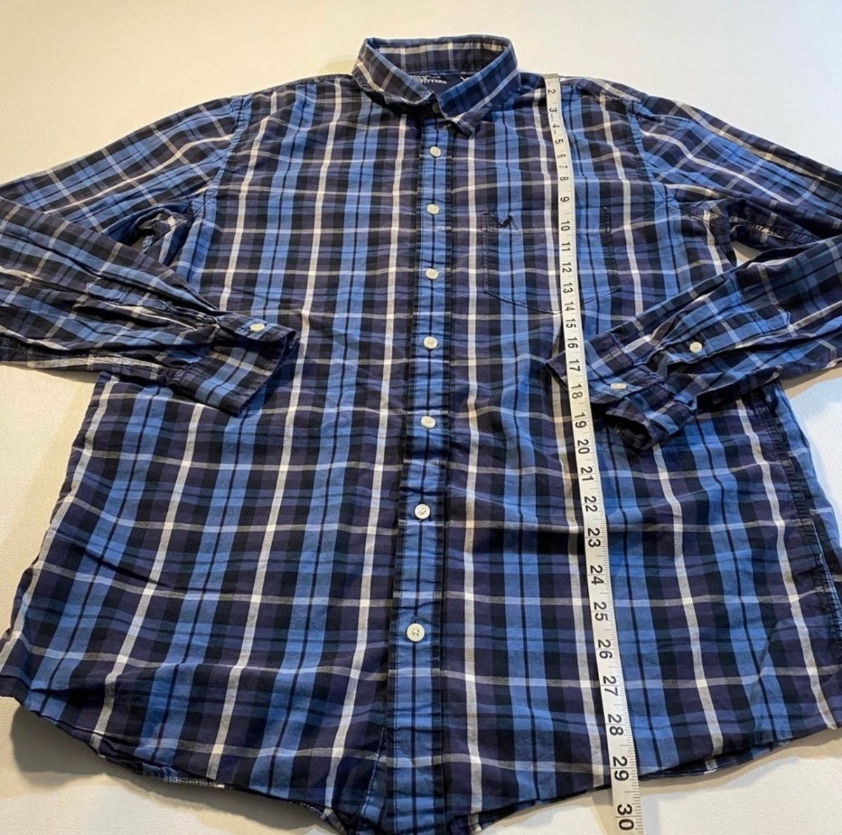 American Eagle AEO - American Eagle AEO Size L Blue Plaid 100% Cotton Casual Button Down Shirt - Shirts - Afterglow Market