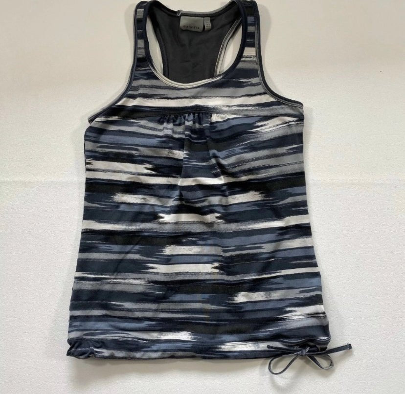 Athleta - Athleta Size XS Shades Of Grey Cinch Tie Bottom Athletic Tank With Built In Bra - Tanks - Afterglow Market