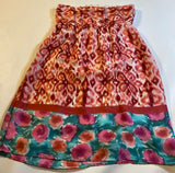 AUW - AUW Size M Pink Red Blue Abstract Floral Watercolor Strapless Lined Sun Dress - Dresses - Afterglow Market