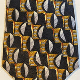 Barneys New York - Barneys New York Made In Italy 100% Silk Golden Yellow Abstract Print Neck Tie - Neckties - Afterglow Market