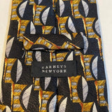 Barneys New York - Barneys New York Made In Italy 100% Silk Golden Yellow Abstract Print Neck Tie - Neckties - Afterglow Market