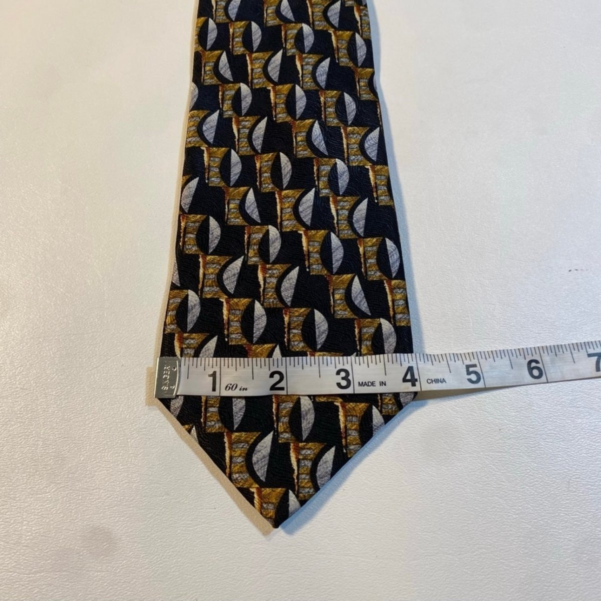 Barneys New York - Barneys New York Made In Italy 100% Silk Golden Yellow Abstract Print Neck Tie - Neckties - Afterglow Market