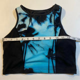 Betsey Johnson - Betsey Johnson Size XS? Blue Palm Tree Cropped Active Tank W Built In Bra - Shirts - Afterglow Market