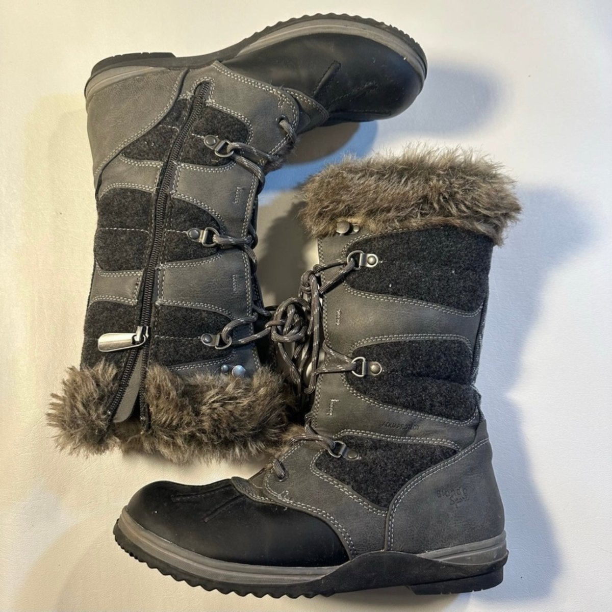 Blondo Sport - Blondo Sport Sz 9 Sasha Gray Waterproof AguaProtect Faux Fur Leather Snow Boots - Shoes - Afterglow Market